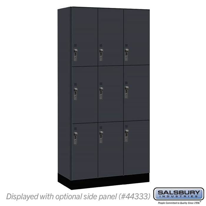 Salsbury 12" Wide Premier Wood Locker - Triple Tier - 3 Wide - 6 Feet High - 18" Deep - Carbon Mesh - Hasps - Sweatfully