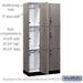 Salsbury 12" Wide Premier Wood Locker - Triple Tier - 3 Wide - 6 Feet High - 18" Deep - Skyline Walnut - Hasps - Sweatfully