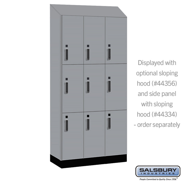 Salsbury 12" Wide Premier Wood Locker - Triple Tier - 3 Wide - 6 Feet High - 18" Deep - Winter Fog - Electronic Locks - Sweatfully