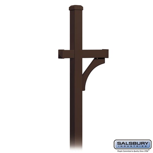 Salsbury Deluxe Post - 1 Sided - In-Ground Mounted - for Roadside Mailbox - Bronze - Sweatfully