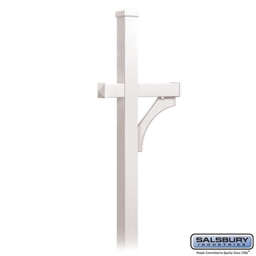 Salsbury Deluxe Post - 1 Sided - In-Ground Mounted - for Roadside Mailbox - White - Sweatfully
