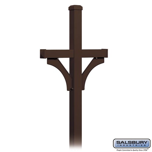 Salsbury Deluxe Post - 2 Sided - In-Ground Mounted - for Roadside Mailboxes - Bronze - Sweatfully