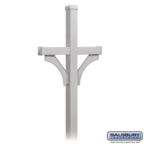 Salsbury Deluxe Post - 2 Sided - In-Ground Mounted - for Roadside Mailboxes - Silver - Sweatfully