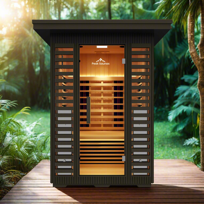 Peak Saunas Patagonia 2-Person Outdoor Full Spectrum Infrared Sauna with Smart WiFi App Control - Sweatfully
