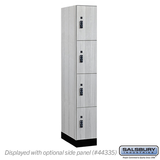 Salsbury 12" Wide Premier Wood Locker - Four Tier - 1 Wide - 6 Feet High - 21" Deep - Silver Teak - Resettable Combination Locks - Sweatfully