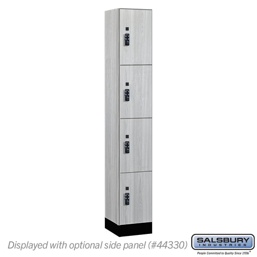 Salsbury 12" Wide Premier Wood Locker - Four Tier - 1 Wide - 6 Feet High - 15" Deep - Silver Teak - Resettable Combination Locks - Sweatfully