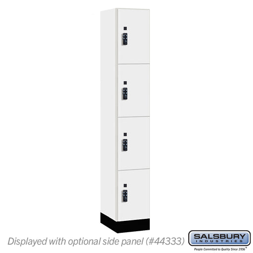 Salsbury 12" Wide Premier Wood Locker - Four Tier - 1 Wide - 6 Feet High - 18" Deep - Arctic White - Resettable Combination Locks - Sweatfully