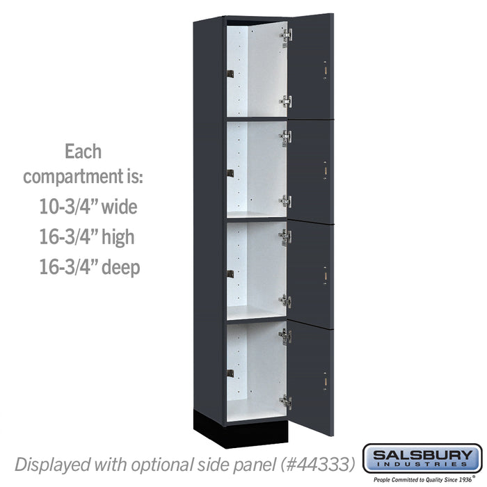 Salsbury 12" Wide Premier Wood Locker - Four Tier - 1 Wide - 6 Feet High - 18" Deep - Carbon Mesh - Hasps - Sweatfully