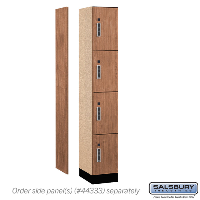 Salsbury 12" Wide Premier Wood Locker - Four Tier - 1 Wide - 6 Feet High - 18" Deep - Red Oak - Electronic Locks - Sweatfully