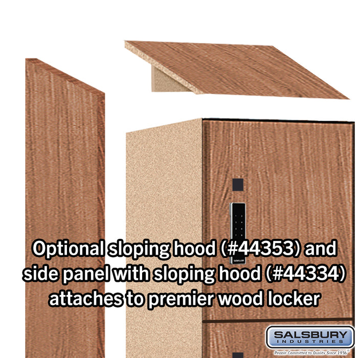 Salsbury 12" Wide Premier Wood Locker - Four Tier - 1 Wide - 6 Feet High - 18" Deep - Red Oak - Electronic Locks - Sweatfully