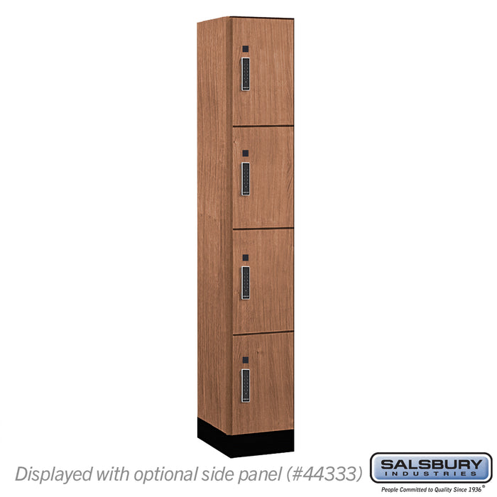 Salsbury 12" Wide Premier Wood Locker - Four Tier - 1 Wide - 6 Feet High - 18" Deep - Red Oak - Electronic Locks - Sweatfully