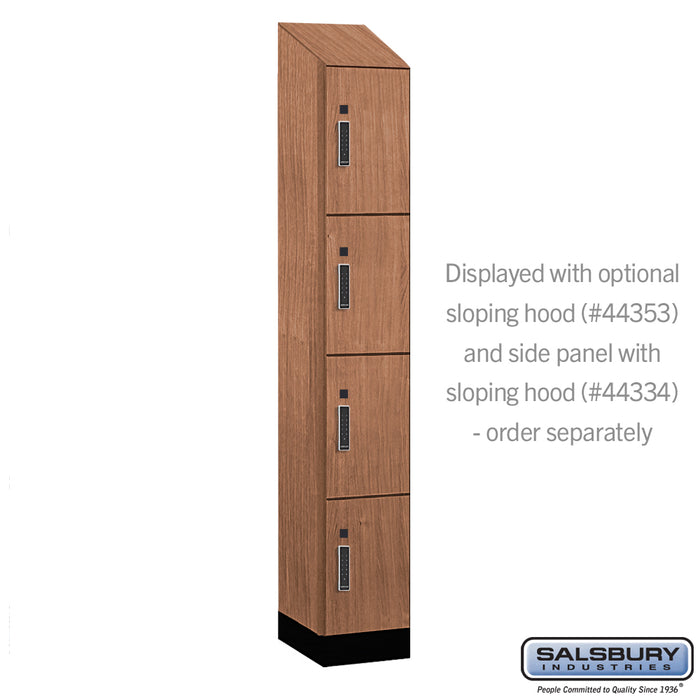 Salsbury 12" Wide Premier Wood Locker - Four Tier - 1 Wide - 6 Feet High - 18" Deep - Red Oak - Electronic Locks - Sweatfully