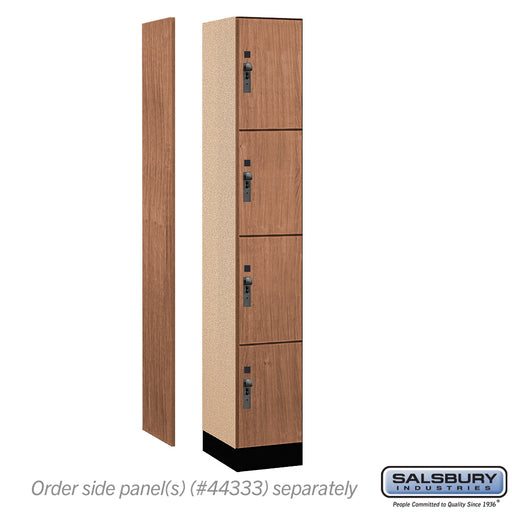 Salsbury 12" Wide Premier Wood Locker - Four Tier - 1 Wide - 6 Feet High - 18" Deep - Red Oak - Hasps - Sweatfully