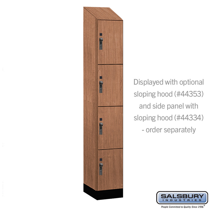 Salsbury 12" Wide Premier Wood Locker - Four Tier - 1 Wide - 6 Feet High - 18" Deep - Red Oak - Hasps - Sweatfully