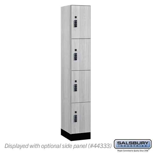 Salsbury 12" Wide Premier Wood Locker - Four Tier - 1 Wide - 6 Feet High - 18" Deep - Silver Teak - Resettable Combination Locks - Sweatfully