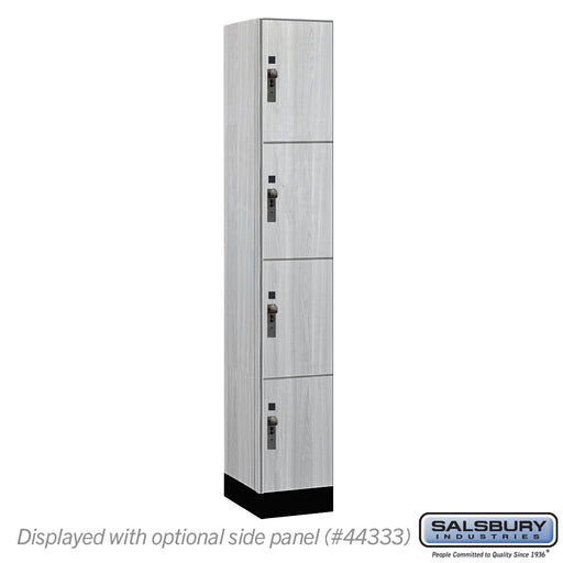 Salsbury 12" Wide Premier Wood Locker - Four Tier - 1 Wide - 6 Feet High - 18" Deep - Silver Teak - Hasps - Sweatfully