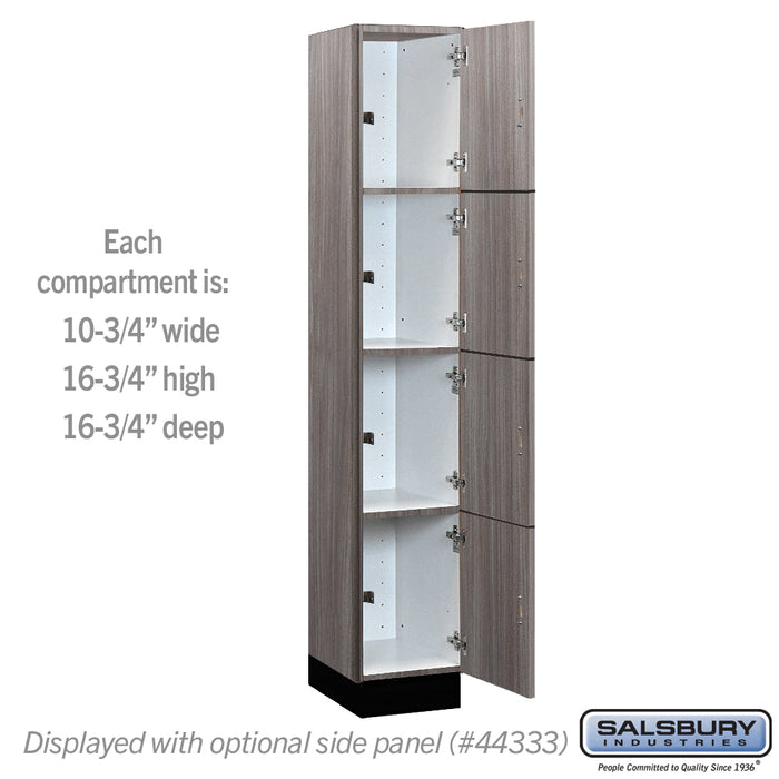 Salsbury 12" Wide Premier Wood Locker - Four Tier - 1 Wide - 6 Feet High - 18" Deep - Skyline Walnut - Hasps - Sweatfully