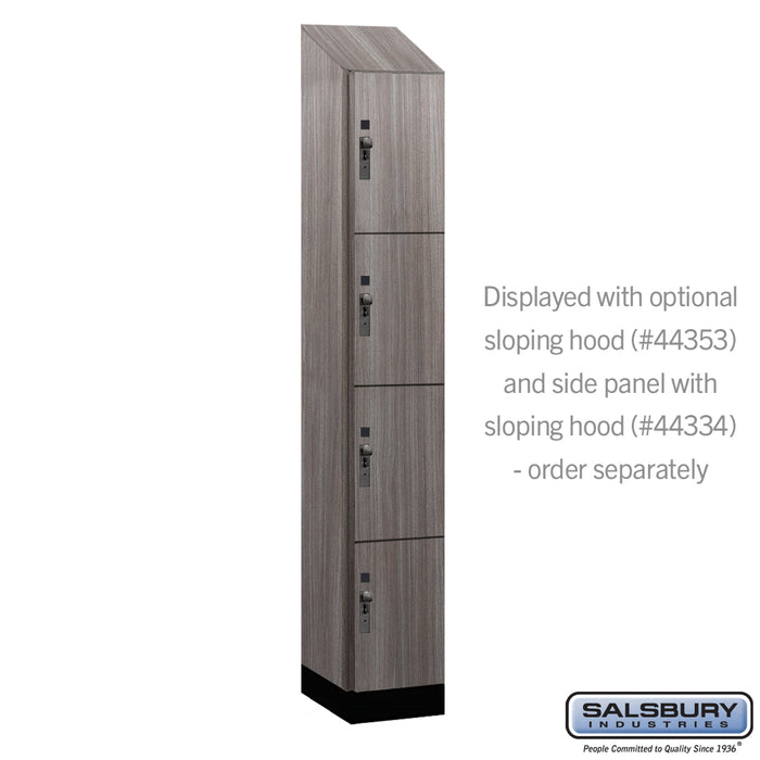Salsbury 12" Wide Premier Wood Locker - Four Tier - 1 Wide - 6 Feet High - 18" Deep - Skyline Walnut - Hasps - Sweatfully
