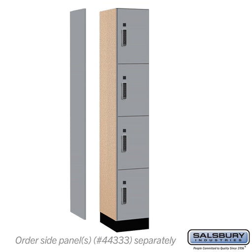Salsbury 12" Wide Premier Wood Locker - Four Tier - 1 Wide - 6 Feet High - 18" Deep - Winter Fog - Electronic Locks - Sweatfully