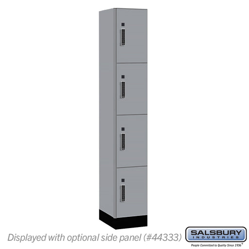 Salsbury 12" Wide Premier Wood Locker - Four Tier - 1 Wide - 6 Feet High - 18" Deep - Winter Fog - Electronic Locks - Sweatfully