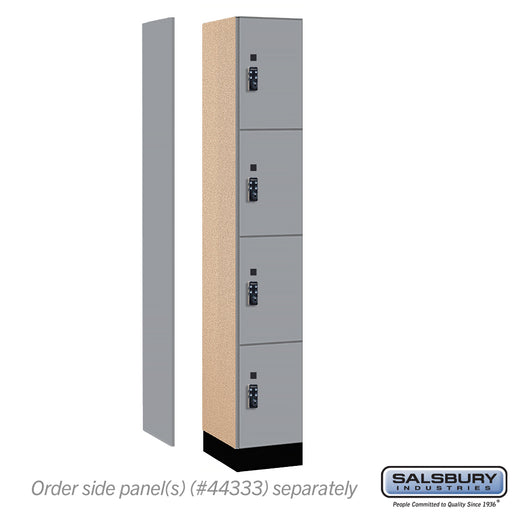 Salsbury 12" Wide Premier Wood Locker - Four Tier - 1 Wide - 6 Feet High - 18" Deep - Winter Fog - Resettable Combination Locks - Sweatfully
