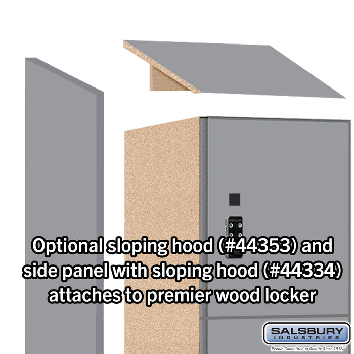 Salsbury 12" Wide Premier Wood Locker - Four Tier - 1 Wide - 6 Feet High - 18" Deep - Winter Fog - Resettable Combination Locks - Sweatfully