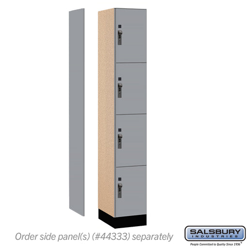 Salsbury 12" Wide Premier Wood Locker - Four Tier - 1 Wide - 6 Feet High - 18" Deep - Winter Fog - Hasps - Sweatfully