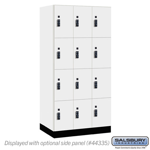 Salsbury 12" Wide Premier Wood Locker - Four Tier - 3 Wide - 6 Feet High - 21" Deep - Arctic White - Resettable Combination Locks - Sweatfully