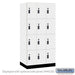Salsbury 12" Wide Premier Wood Locker - Four Tier - 3 Wide - 6 Feet High - 21" Deep - Arctic White - Resettable Combination Locks - Sweatfully