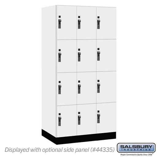 Salsbury 12" Wide Premier Wood Locker - Four Tier - 3 Wide - 6 Feet High - 21" Deep - Arctic White - Hasps - Sweatfully
