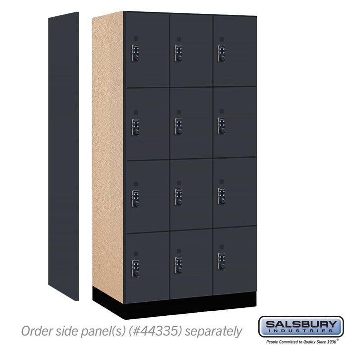 Salsbury 12" Wide Premier Wood Locker - Four Tier - 3 Wide - 6 Feet High - 21" Deep - Carbon Mesh - Resettable Combination Locks - Sweatfully