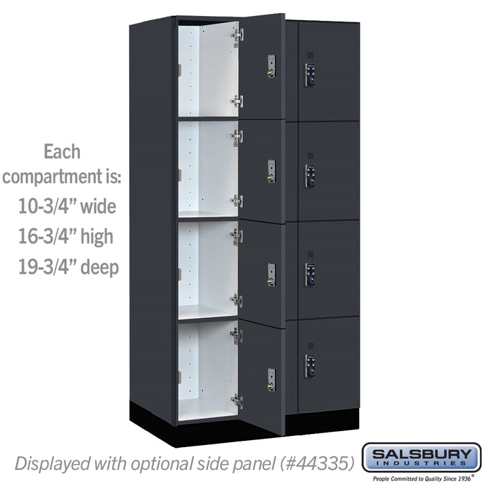 Salsbury 12" Wide Premier Wood Locker - Four Tier - 3 Wide - 6 Feet High - 21" Deep - Carbon Mesh - Resettable Combination Locks - Sweatfully