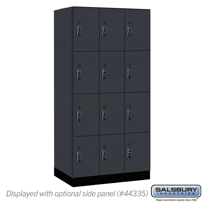 Salsbury 12" Wide Premier Wood Locker - Four Tier - 3 Wide - 6 Feet High - 21" Deep - Carbon Mesh - Resettable Combination Locks - Sweatfully