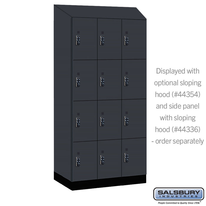Salsbury 12" Wide Premier Wood Locker - Four Tier - 3 Wide - 6 Feet High - 21" Deep - Carbon Mesh - Resettable Combination Locks - Sweatfully