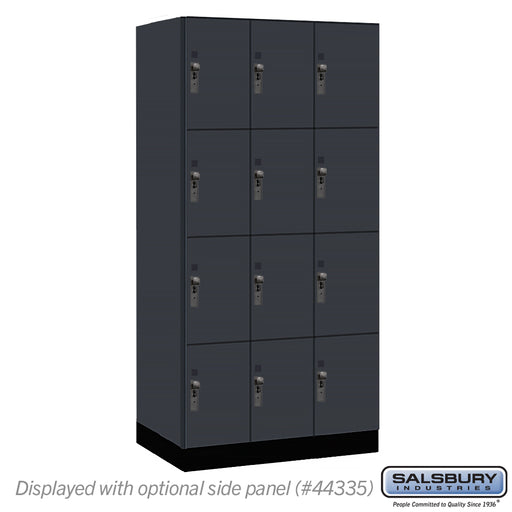 Salsbury 12" Wide Premier Wood Locker - Four Tier - 3 Wide - 6 Feet High - 21" Deep - Carbon Mesh - Hasps - Sweatfully