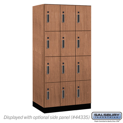 Salsbury 12" Wide Premier Wood Locker - Four Tier - 3 Wide - 6 Feet High - 21" Deep - Red Oak - Electronic Locks - Sweatfully