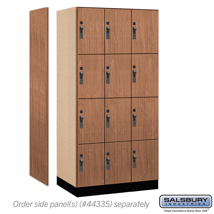 Salsbury 12" Wide Premier Wood Locker - Four Tier - 3 Wide - 6 Feet High - 21" Deep - Red Oak - Hasps - Sweatfully