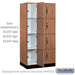 Salsbury 12" Wide Premier Wood Locker - Four Tier - 3 Wide - 6 Feet High - 21" Deep - Red Oak - Hasps - Sweatfully