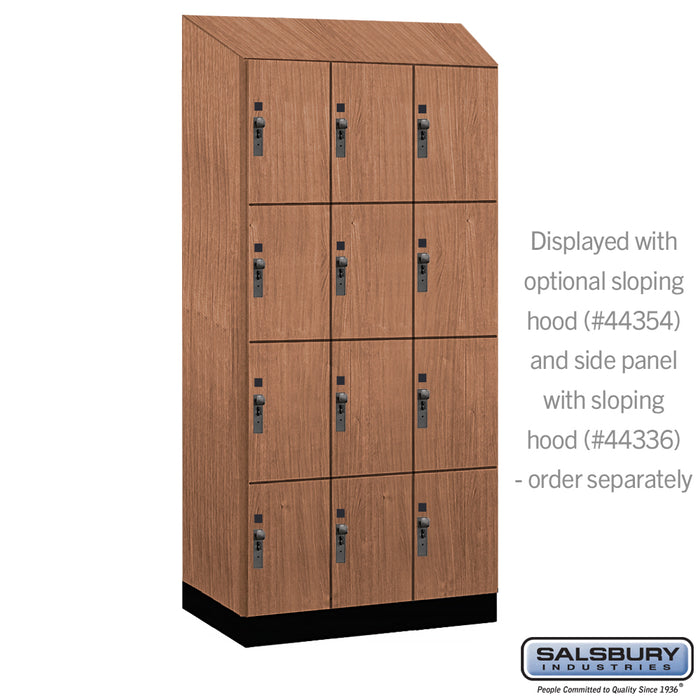 Salsbury 12" Wide Premier Wood Locker - Four Tier - 3 Wide - 6 Feet High - 21" Deep - Red Oak - Hasps - Sweatfully