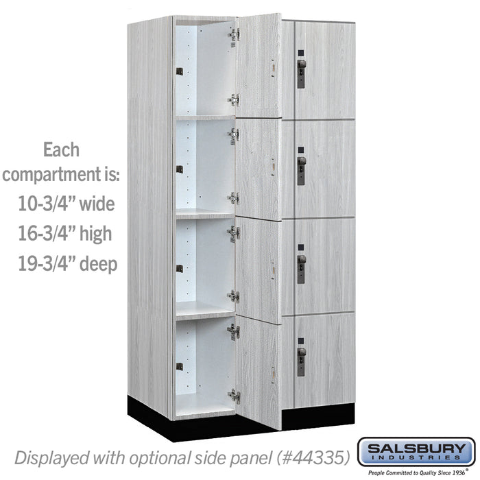 Salsbury 12" Wide Premier Wood Locker - Four Tier - 3 Wide - 6 Feet High - 21" Deep - Silver Teak - Hasps - Sweatfully