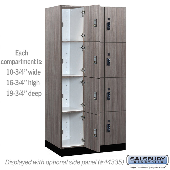 Salsbury 12" Wide Premier Wood Locker - Four Tier - 3 Wide - 6 Feet High - 21" Deep - Skyline Walnut - Resettable Combination Locks - Sweatfully