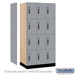 Salsbury 12" Wide Premier Wood Locker - Four Tier - 3 Wide - 6 Feet High - 21" Deep - Winter Fog - Electronic Locks - Sweatfully