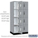 Salsbury 12" Wide Premier Wood Locker - Four Tier - 3 Wide - 6 Feet High - 21" Deep - Winter Fog - Electronic Locks - Sweatfully