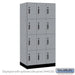 Salsbury 12" Wide Premier Wood Locker - Four Tier - 3 Wide - 6 Feet High - 21" Deep - Winter Fog - Electronic Locks - Sweatfully