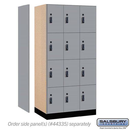 Salsbury 12" Wide Premier Wood Locker - Four Tier - 3 Wide - 6 Feet High - 21" Deep - Winter Fog - Resettable Combination Locks - Sweatfully