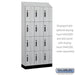 Salsbury 12" Wide Premier Wood Locker - Four Tier - 3 Wide - 6 Feet High - 15" Deep - Silver Teak - Electronic Locks - Sweatfully