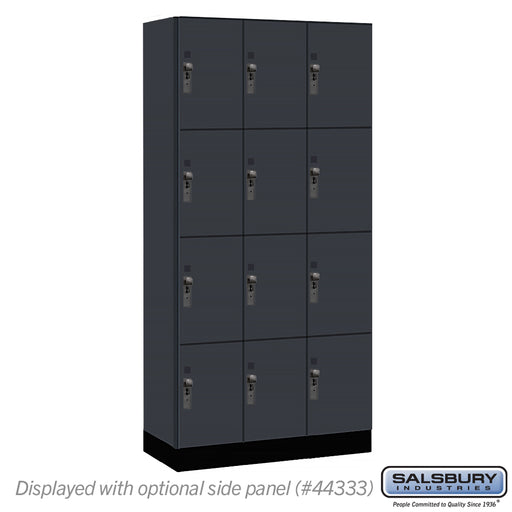 Salsbury 12" Wide Premier Wood Locker - Four Tier - 3 Wide - 6 Feet High - 18" Deep - Carbon Mesh - Hasps - Sweatfully
