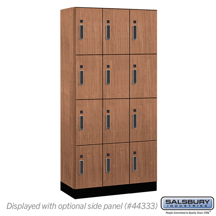 Salsbury 12" Wide Premier Wood Locker - Four Tier - 3 Wide - 6 Feet High - 18" Deep - Red Oak - Electronic Locks - Sweatfully