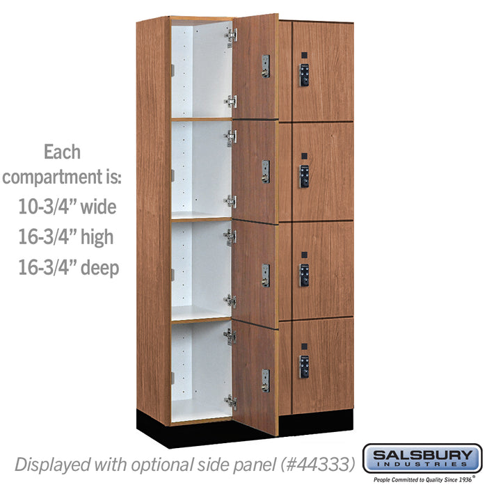 Salsbury 12" Wide Premier Wood Locker - Four Tier - 3 Wide - 6 Feet High - 18" Deep - Red Oak - Resettable Combination Locks - Sweatfully