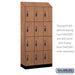 Salsbury 12" Wide Premier Wood Locker - Four Tier - 3 Wide - 6 Feet High - 18" Deep - Red Oak - Resettable Combination Locks - Sweatfully